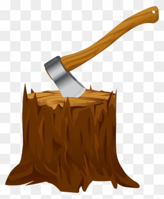 View Full Size - Cartoon Tree Stump With Axe Clipart