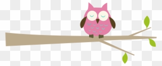 Pink Owl On Branch Images & Pictures - Owl On Tree Clipart - Png Download
