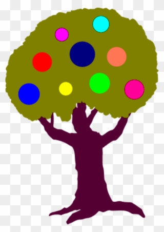 Tree With Colorful Circles Fruit - Arbol Frutos Del Espiritu Clipart