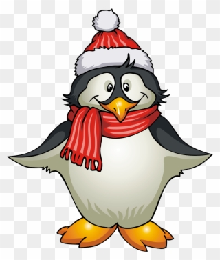 Winter Penguin Clip Art Black And White - Winter Clipart - Png Download