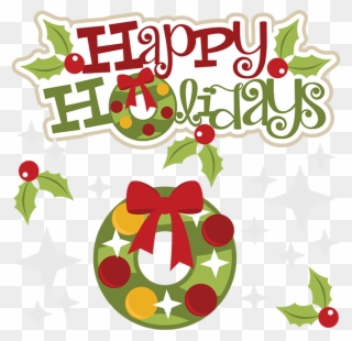 Happy Holidays Large Happyholidays Cliparts - Happy Holidays Wreath Round Ornament - Png Download