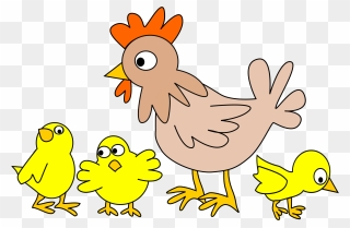 Pictures Gallery Of Adorable Baby Farm Animals Clip - Hen And Chicks Cartoon - Png Download