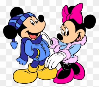 Mickey Minnie Clipart - Mickey Mouse And Minnie Mouse Winter - Png Download