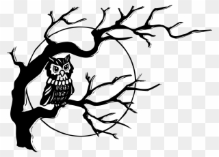 Big Image Png - Owl On A Tree Drawing Clipart