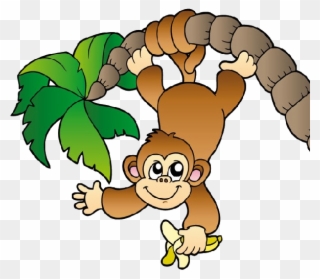 Jungle Clipart Cheeky Monkey - Monkey Hanging From A Tree - Png Download