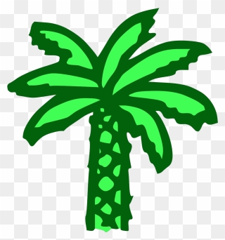 Free Vector Cartoon Green Palm Tree Clip Art Graphic - Cartoon Palm Tree - Png Download