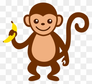 Cute Monkey With Banana - Monkey Clipart - Png Download