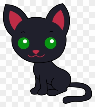 Cute Black Kitty Cat - Cute Cartoon Black Cat Clipart