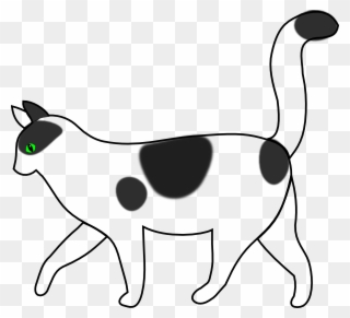 Free Vector White Cat Walking Clip Art - Cat Cartoon Black And White - Png Download