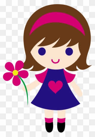 Cute Little Girl Holding Daisy - Little Girl Clip Art - Png Download