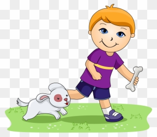 Dog Running Clipart - Boy And His Dog Clipart - Png Download