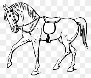 Free Vector Walking Horse Outline Clip Art - Horse Clipart Black And White - Png Download