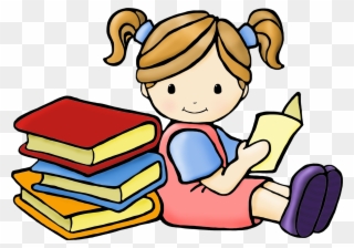 Shhh Clipart Girl Reading Book Clipart Free Download - Reading Books Clip Art - Png Download