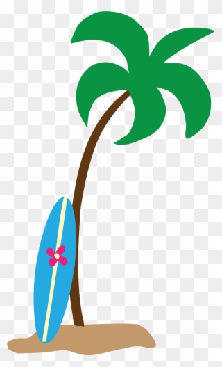 Palm Clip Art Palmtreesurfboard - Beach Palm Tree Clip Art - Png Download