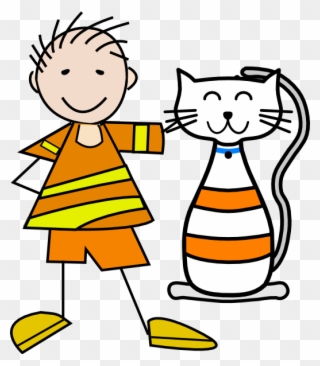 Free Cat In The Hat Clipart Clipart Free To Use Clip - Cat And Boy Cartoon - Png Download