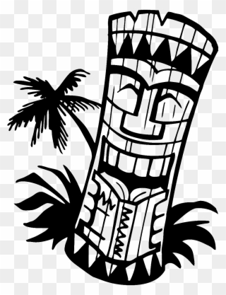 Hawaiian Tiki Clip Art Borders Free Clipart Images - Tiki Clipart Black And White - Png Download