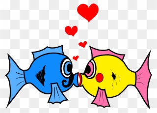 Free Girl Fishing Clipart - Kissing Fish Clipart - Png Download