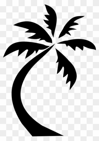 Two Palms On Island - Palm Tree Clip Art Black And White Png Transparent Png