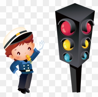 Clip Art Black And White Traffic Burglar Transprent - Police And Traffic Light - Png Download
