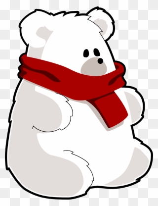 Bear Teaches Clipart, Vector Clip Art Online, Royalty - Polar Bear With Scarf - Png Download
