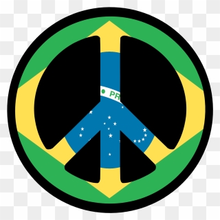 Patriotic Clipart Peace Sign - Brazil Flag - Png Download