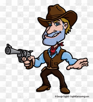 Gunslinger Cowboy Cartoon Character Clip Art Stock - Cowboy Cartoon Clipart - Png Download
