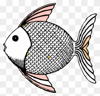 Fish Black And White Fish Clip Art Black And White - Fish With Scales Drawing - Png Download