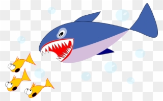 Shark Clip Art Free Vector In Open Office Drawing Svg - Shark Eating Fish Clipart - Png Download