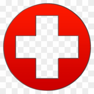 Medical Cross Button Clip Art Icon - Red Cross White - Png Download