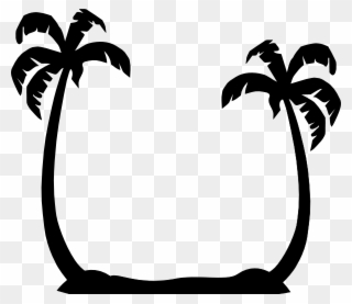 Tall Palm Trees Clip Art - Palm Trees Beach Silhouette - Png Download