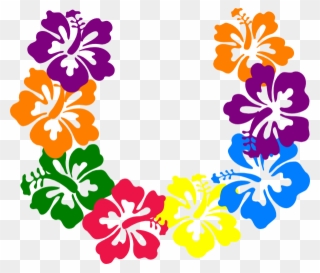 Tropical Flowers Clip Art - Hawaiian Flower Necklace Clipart - Png Download