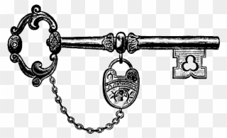 Download Vintage Key & Lock Clip Art Image - Antique Key Clip Art - Png Download