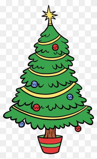 Christmas Tree Clip Art - Merry Christmas Tree Drawing - Png Download
