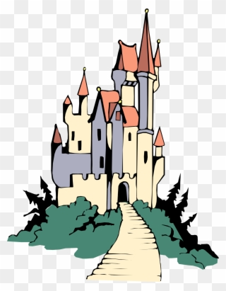 Disney Castle Disneyland Castle Clipart Free Images - Castle On Hill Cartoon - Png Download