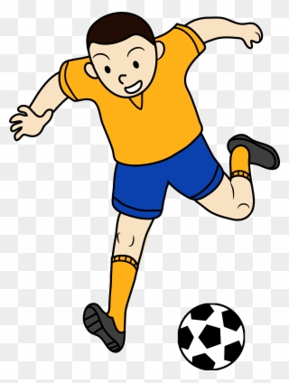 Kid Playing Soccer Or Football - Clip Art Playing Football - Png Download