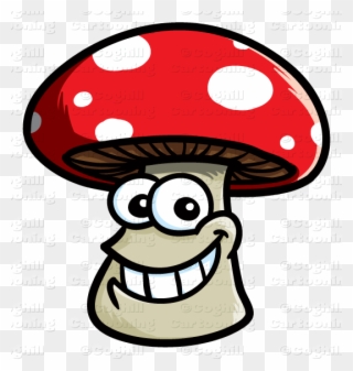 Smiling Mushroom Cartoon Character Clip Art Stock Illustration - Cartoon Mushroom With Face - Png Download