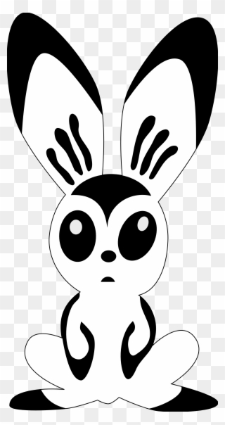 Clip Art Hare By Rones Rabbit Black White Line - Hare Black And White Clipart - Png Download