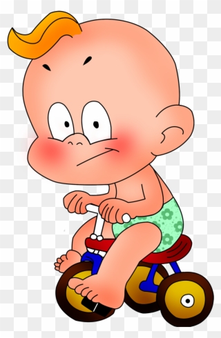 Láminas Infantiles Y Para Adolescentes - Baby On Bike Cartoon Clipart