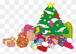 Picture Free Library Christmas Tree And Presents Clipart - Christmas Tree Presents Clip Art - Png Download