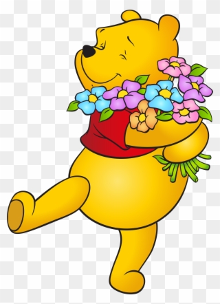 View Full Size - Winnie The Pooh With Flowers Clipart