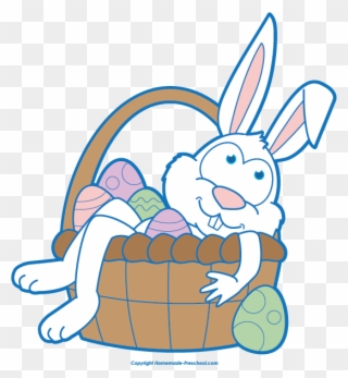 Free Bunny Clipart Free Easter Bunny Clipart Music - Easter Bunny With Basket Clip Art - Png Download