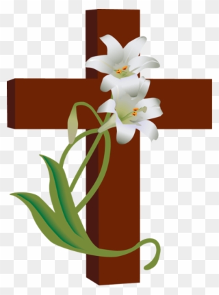 Free Easter Clipart Religious - Holy Cross With Flowers - Png Download