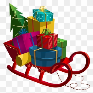 Download Clip Art Transparent Library Free On Dumielauxepices - Christmas Sleigh With Presents - Png Download