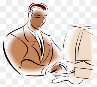 Collection Of Free Indicting Download On Ubisafe - Man Using Computer Clip Art - Png Download