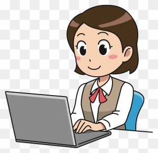 Business Woman Working - Girl With Laptop Clipart - Png Download