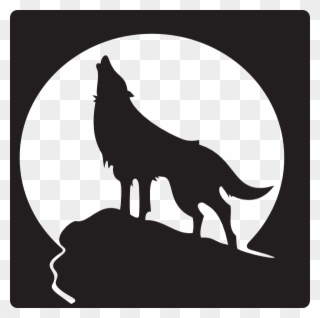 Free Clip Art Wolves - Wolf On Rock Drawing - Png Download