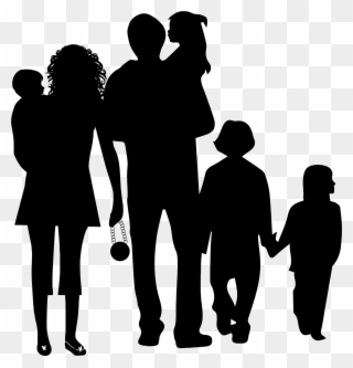 See Here Family Clip Art Black And White - Human Group Silhouette Png Transparent Png