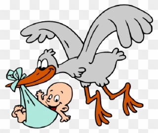 Stork Carrying Baby Boy Cartoon Clip Art Images - Stork Bird Cartoon Carrying A Baby - Png Download