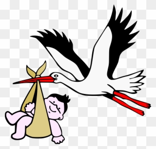 Stork With New-born Child - New Born Clipart