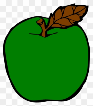 Green Apple Clip Art At Clipartimage - Apple Drawing Black And White - Png Download